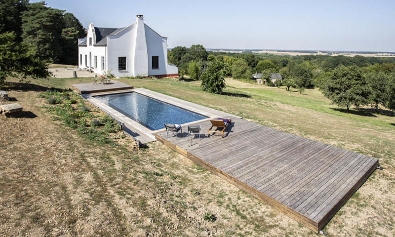 Piscine avec terrasse mobile 3D Gris ardoise  Au-delà des apparences