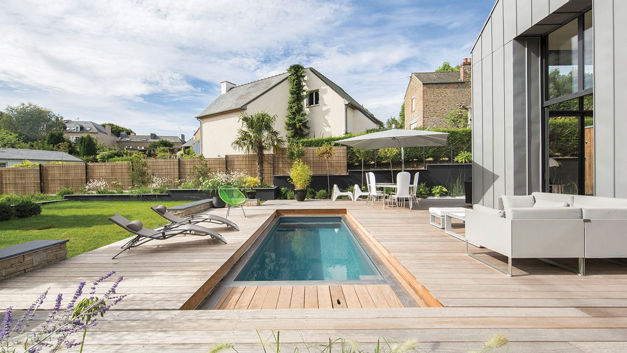 Un espace métamorphosé terrasse en bois amovible pour piscine Piscine avec terrasse mobile Gris anthracite 