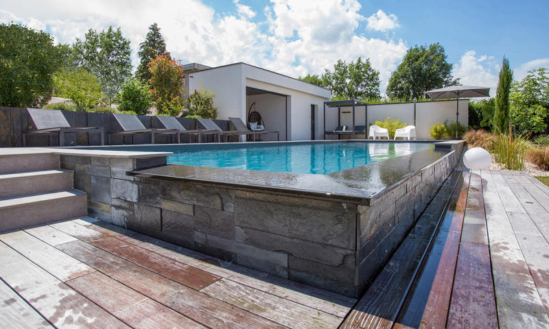 Piscine à débordement Gris anthracite  Bassin de détente