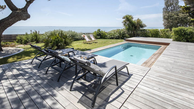 Piscine avec terrasse mobile Gris clair 