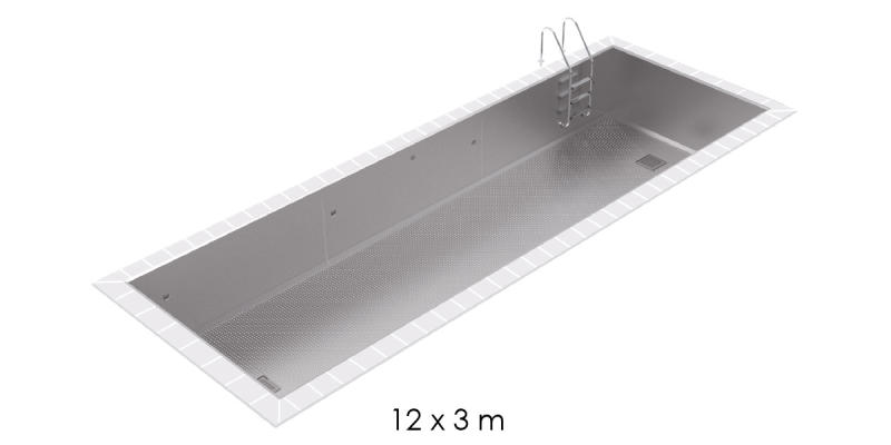 Piscine inox skimmer 12x3