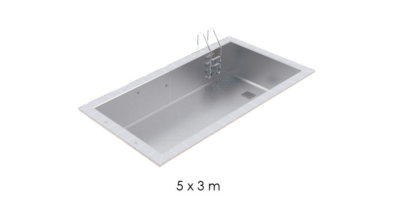 Piscine inox skimmer 5x3