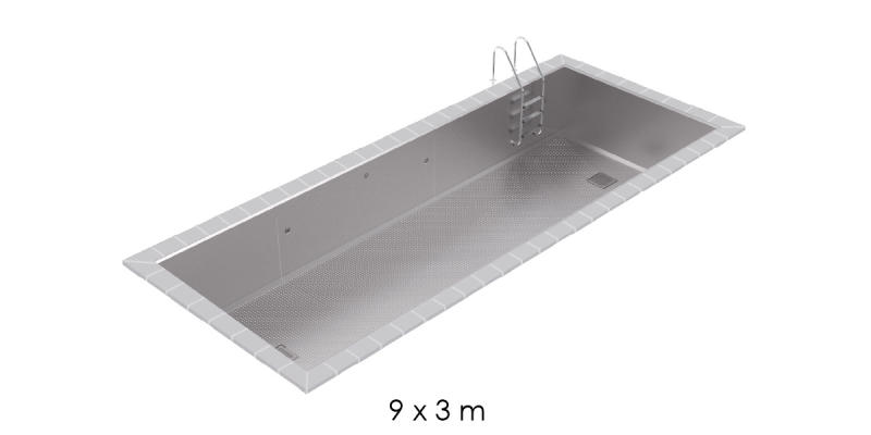 Piscine inox skimmer 9x3