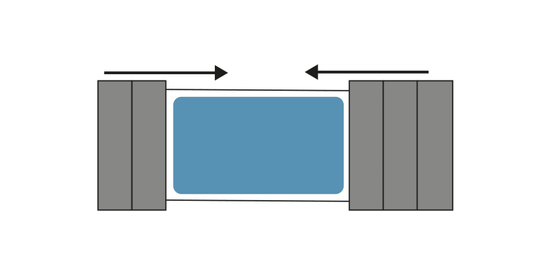 Terrasse mobile piscine déplacement longueur 2 plateaux