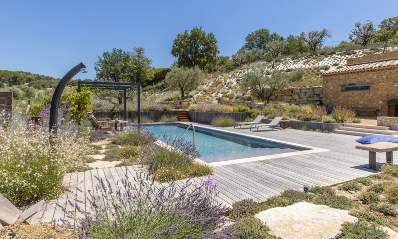 Piscine paysagée 3D Gris béton  Le bassin des cigales