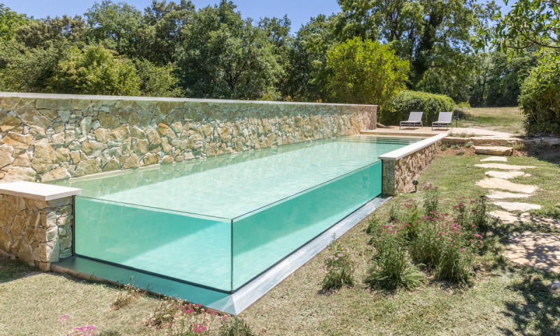 Piscine à paroi de verre 3D Sable  Angle de vue