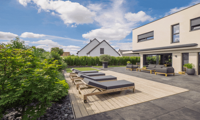 Piscine avec terrasse mobile 3D Gris ardoise  Détente sur ou dans la piscine