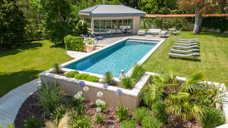 Piscine paysagée 3D Gris béton 