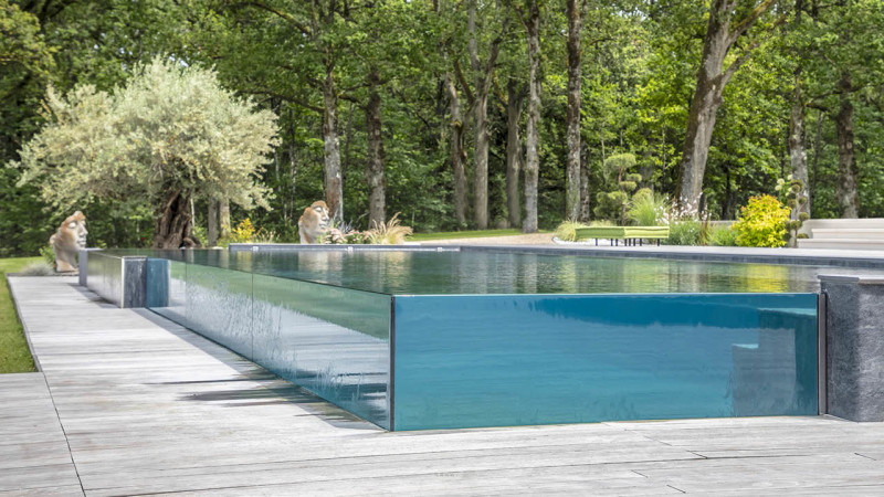 3D Gris ardoise Piscine à paroi de verre 