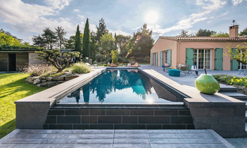 Abri et couverture de piscine Couverture automatique souple 3D Gris ardoise  Sécurité intégrée