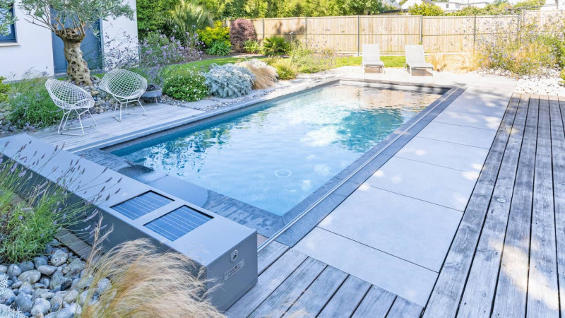 Abri et couverture de piscine Couverture automatique souple 3D Gris béton / Couverture 4 saisons : piscine couverture automatique souple hors sol gris02