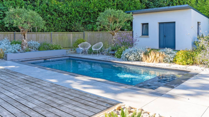 Abri et couverture de piscine Couverture automatique souple 3D Gris béton / Couverture 4 saisons : piscine couverture automatique souple hors sol gris05